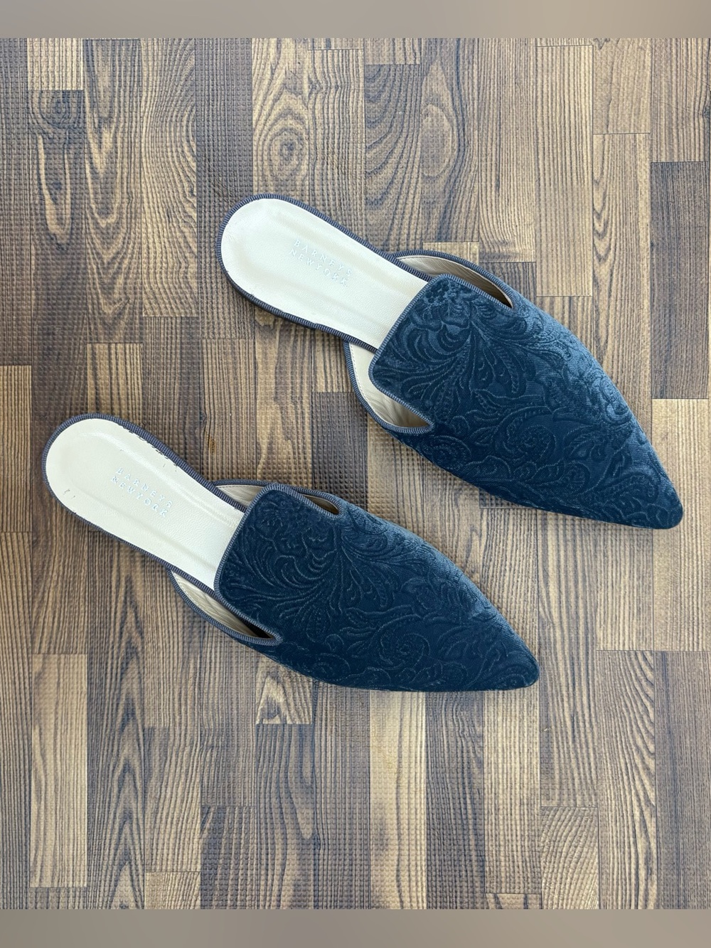 Barney’s New York Velvet Mules- Grey 6.5